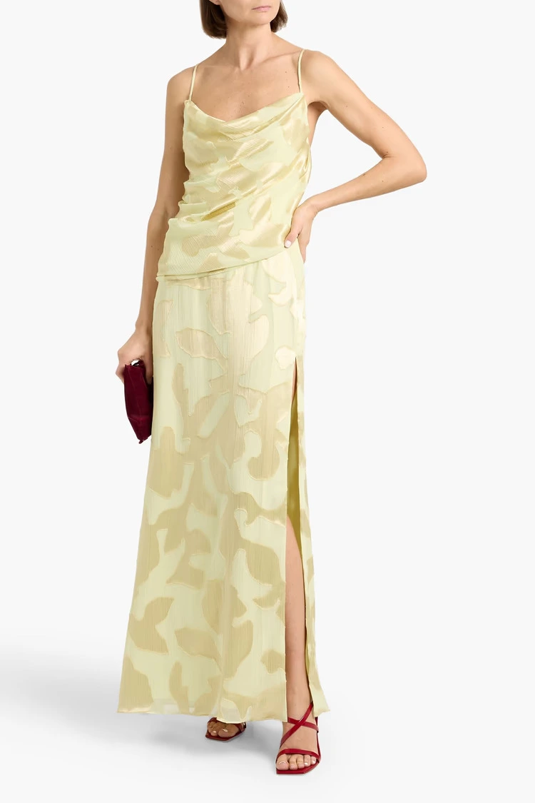Jessa Draped Fil Coup&eacute; Maxi Dress