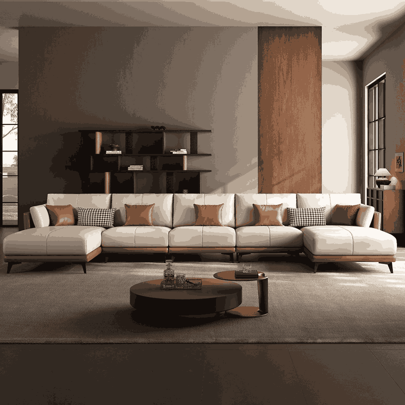 All Leather U-Sectional Sofa