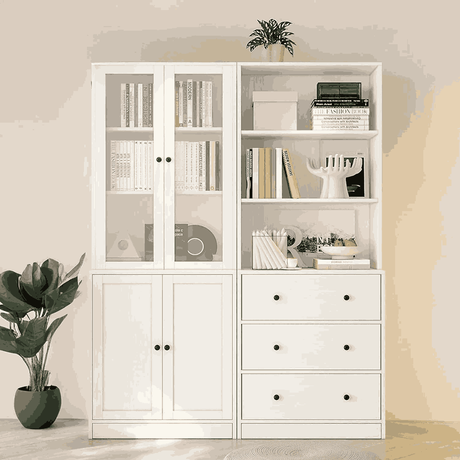 Best Affordable Furniture Bookcase With Drawers And Glass Doors