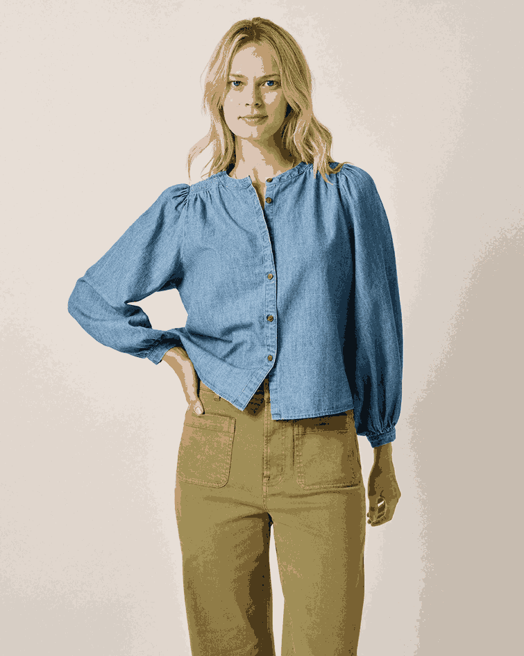 Blair Cotton Button-Up Smock Blouse