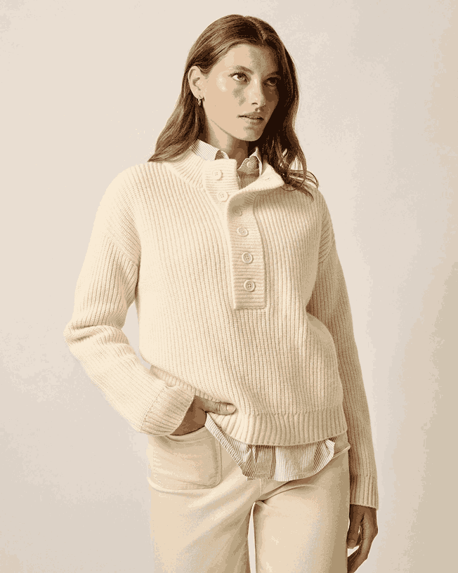 Kerrigan Cashmere Blend Henley Sweater