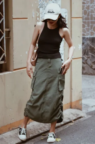 Cargo Skirt Gorpcore Outfit with a Feminine Edge