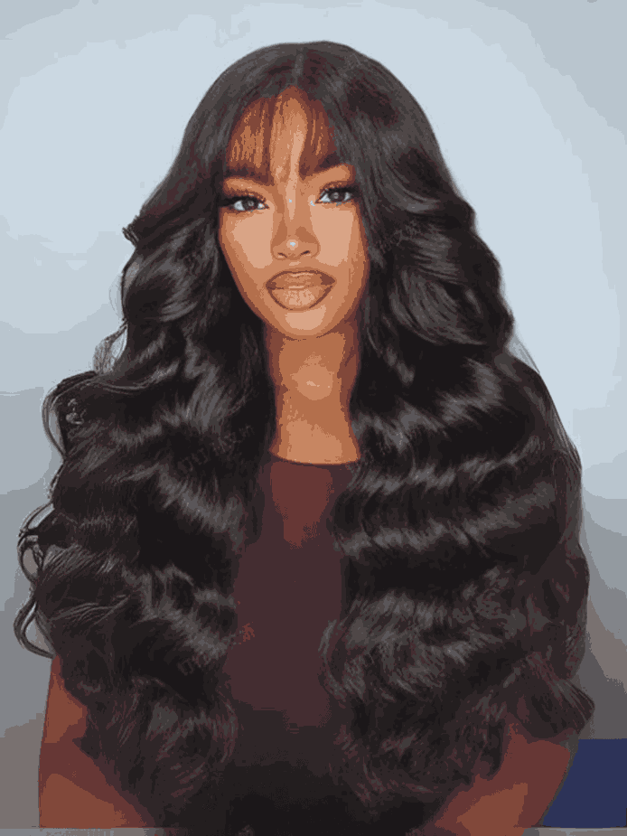 UNice Lace Frontal Black Fluffy Natural Loose Wave Wig
