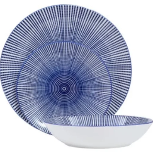 12 Piece Blue and White Dinner Set | Maya