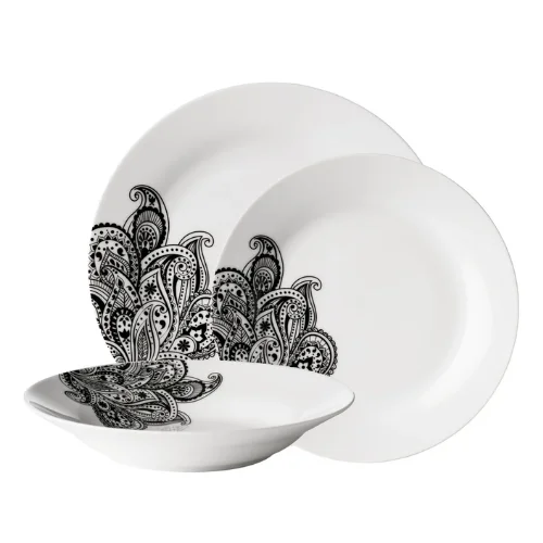 Prince 12 Piece Black Dinner Set | Avie