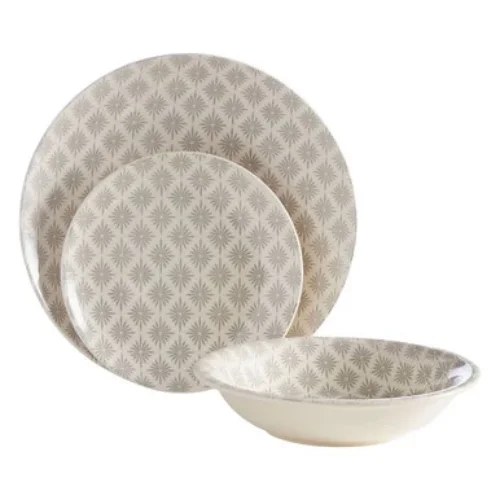 Grey and White 12 Piece Dinner Set | Maya
