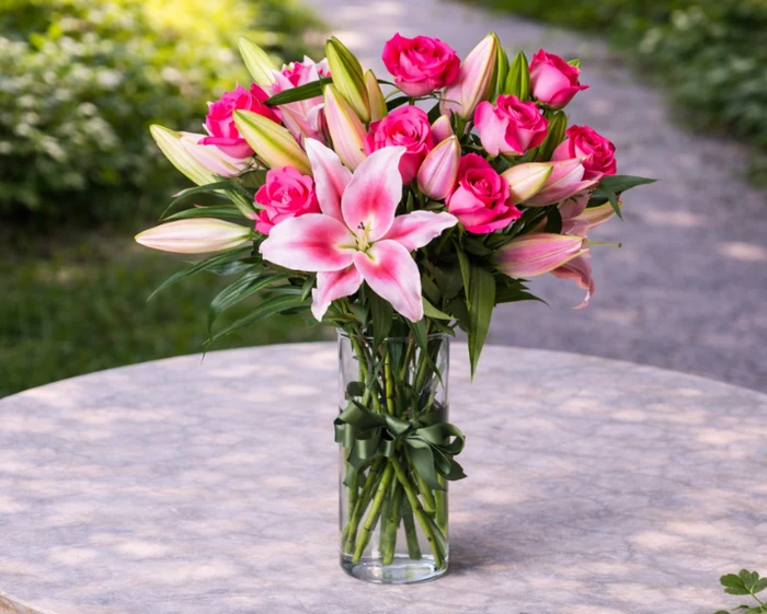 Pink Lilies & Pink Roses