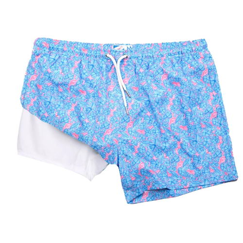 Floral 4" INSEAM SWIM TRUNKS COMPRESSION LINER