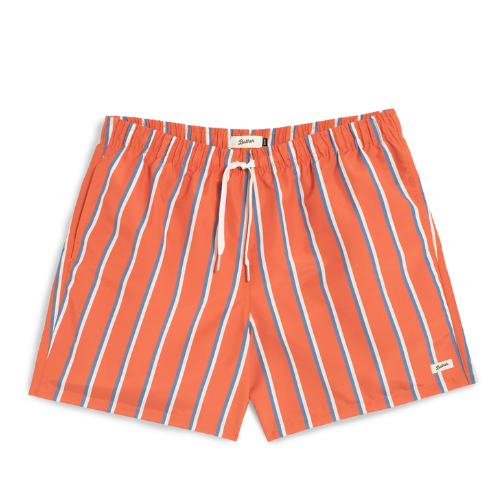 Blue & White Fine Stripe Swim Trunk