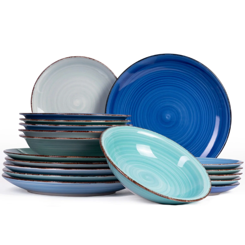 18 Piece Delice Blue Dinnerware Set