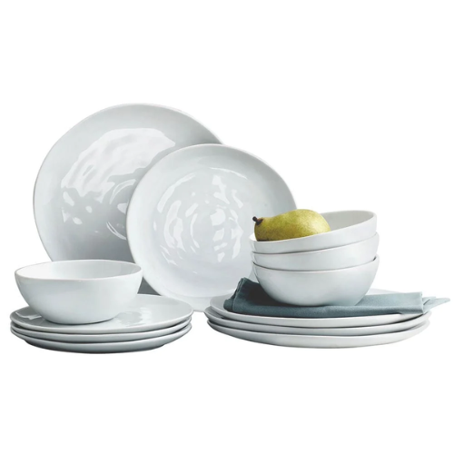 Everyday White Organic 12 Piece Dinnerware Set